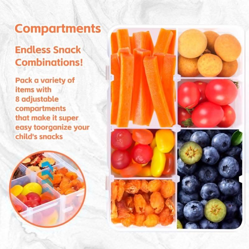 Food Snacks With Iron - صندوق تخزين بلاستيكي شفاف بسعة 8