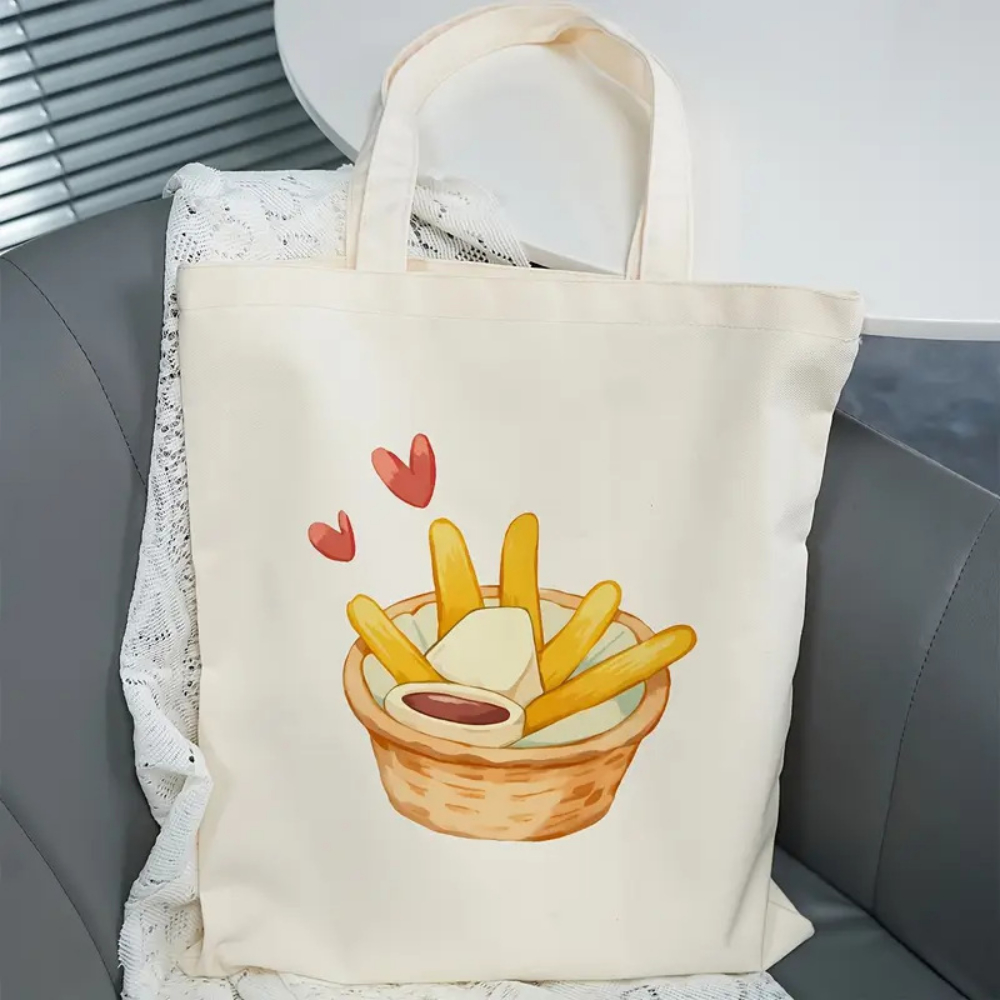 Food Grocery Snacks - حقيبة قماشية مطبوعة بتصميم البطاطس المقلية
