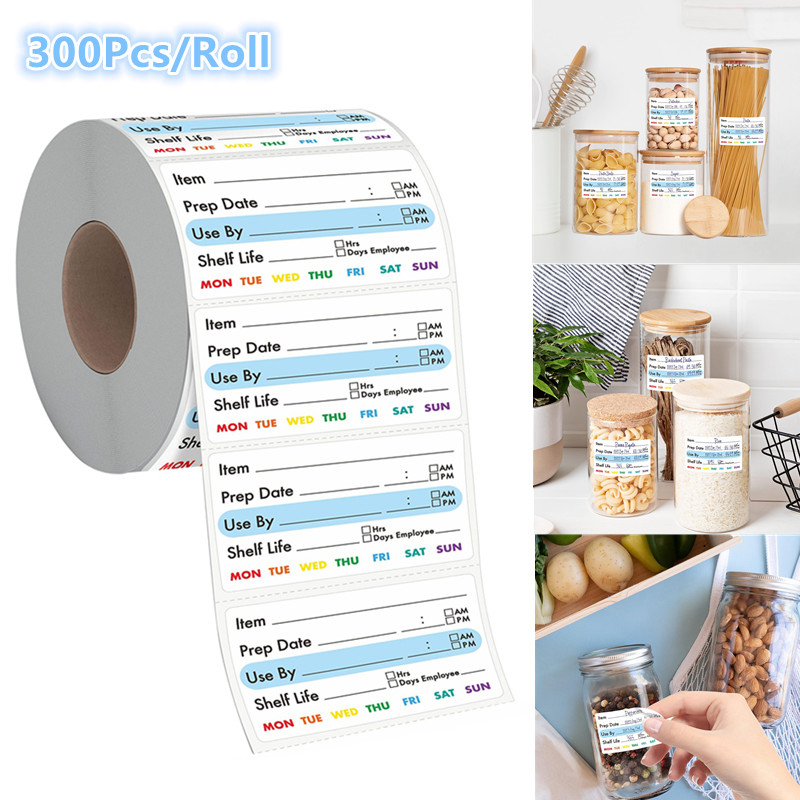 Snacks Food Labels - 300 قطعة/لفة ملصقات تواريخ الطعام للمطبخ،