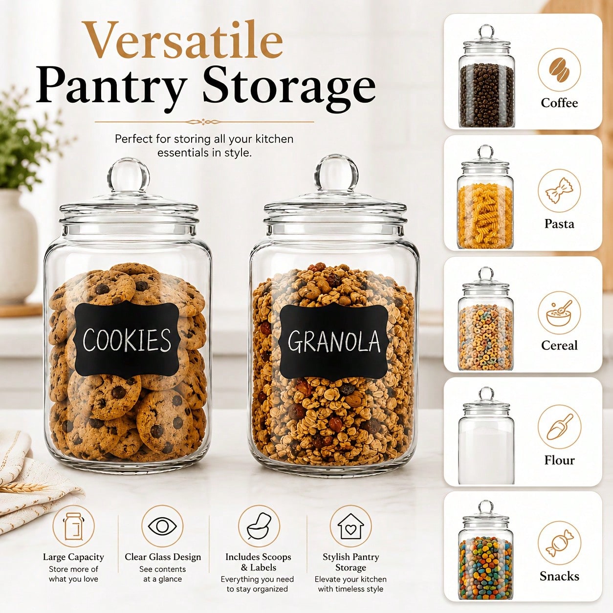 Snacks Food Labels - مجموعة من قطعتين من أوعية تخزين